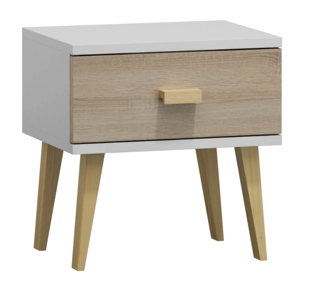 Nowoczesna szafka nocna drewniana SAVONA z szufladą w kolorze dąb sonoma