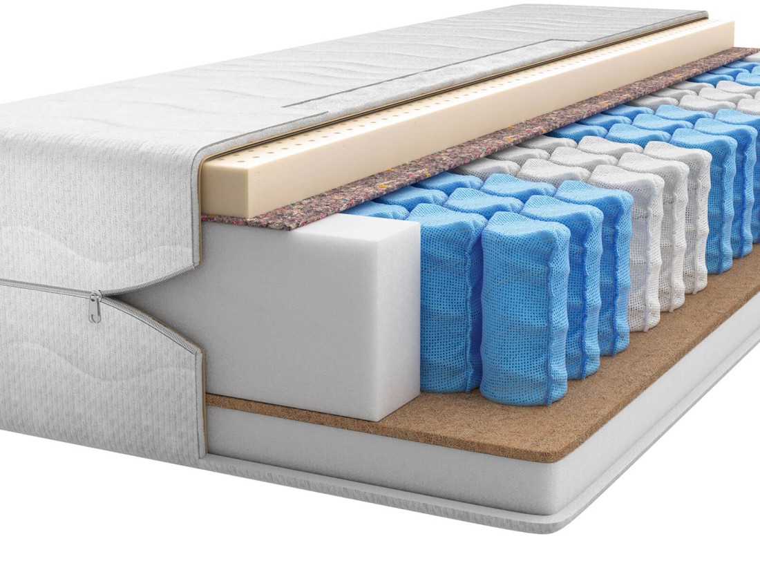 Materac kieszeniowy 90x200 cm z matą kokosową i pianką lateksową Rodos