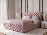 Łóżko tapicerowane z pojemnikiem 140x200 różowe PRO line 15