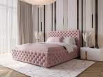 Łóżko tapicerowane z pojemnikiem 140x200 różowe PRO line 15