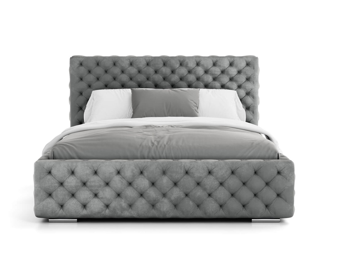 Łóżko tapicerowane z pojemnikiem 140x200 grafitowe PRO line 15