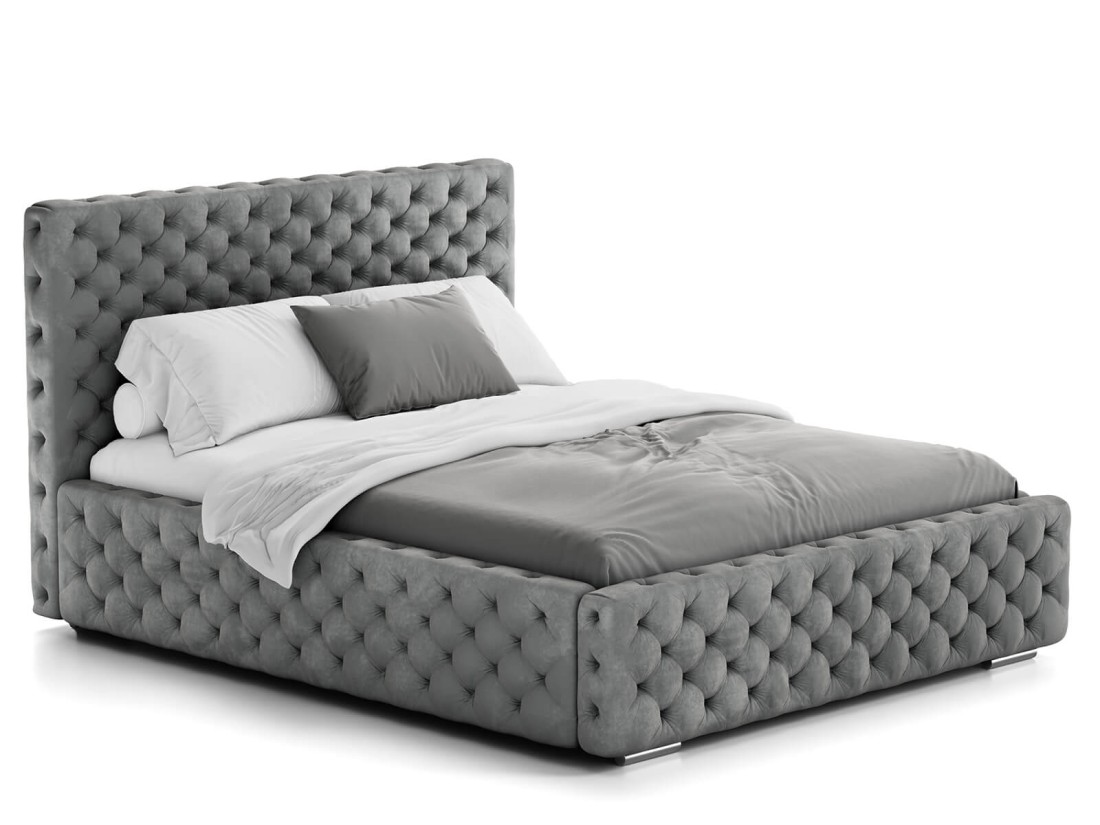 Łóżko tapicerowane z pojemnikiem 140x200 grafitowe PRO line 15