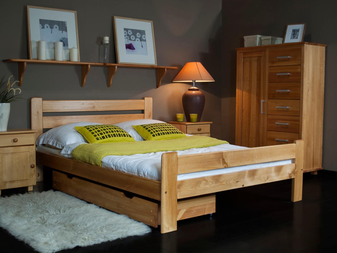 Łóżko sosnowe 140x200 Neli olcha
