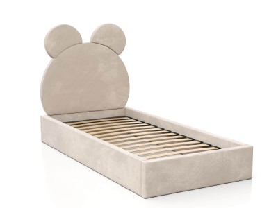 Łóżko dziecięce tapicerowane 90x200 ze stelażem beżowy Miś Kids Line 1