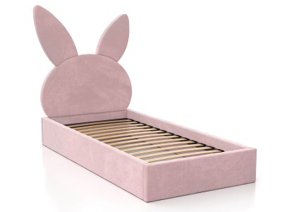 Łóżko dziecięce tapicerowane 90x200 ze stelażem różowy Królik Kids Line 2