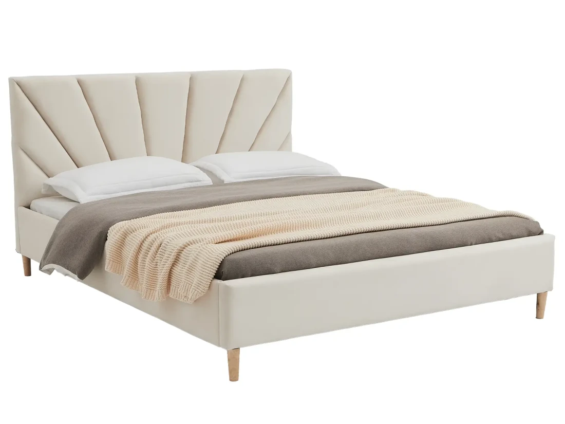 Łóżko tapicerowane z materacem 160x200 Scandi line 3 Velvet Beżowy