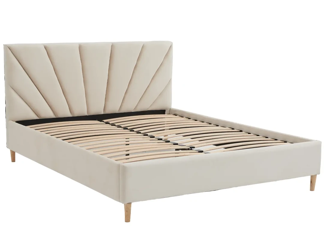 Łóżko tapicerowane z materacem 160x200 Scandi line 3 Velvet Beżowy