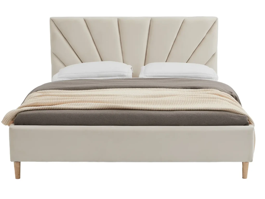 Łóżko tapicerowane z materacem 160x200 Scandi line 3 Velvet Beżowy