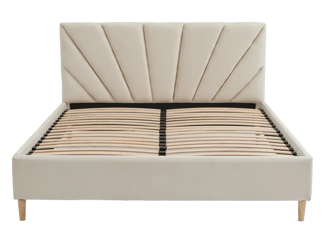 Łóżko tapicerowane z materacem 160x200 Scandi line 3 Velvet Beżowy