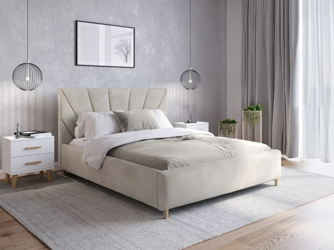 Łóżko tapicerowane z materacem 160x200 Scandi line 3 Velvet Szary