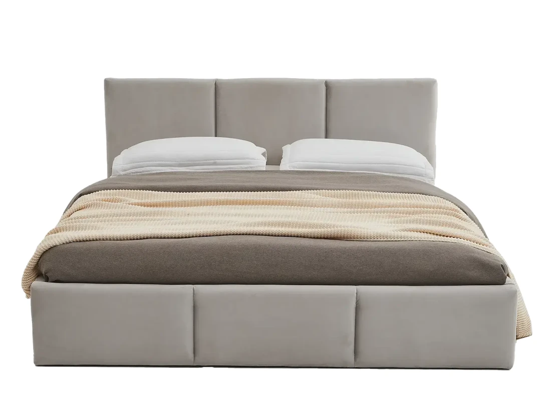 Łóżko tapicerowane z materacem i pojemnikiem 120x200 TOP line 7 Velvet Szary