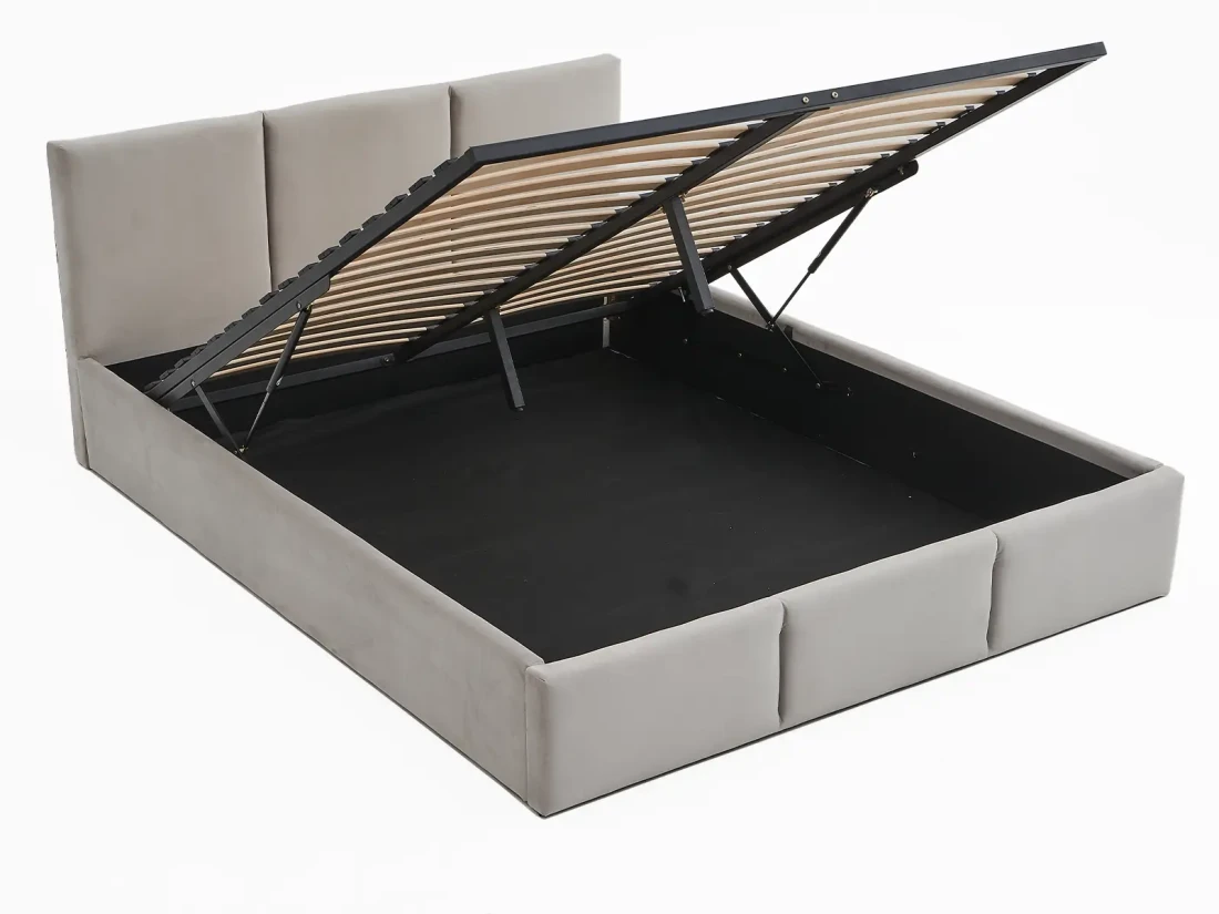 Łóżko tapicerowane z materacami i pojemnikiem 180x200 TOP line 7 Velvet Szary