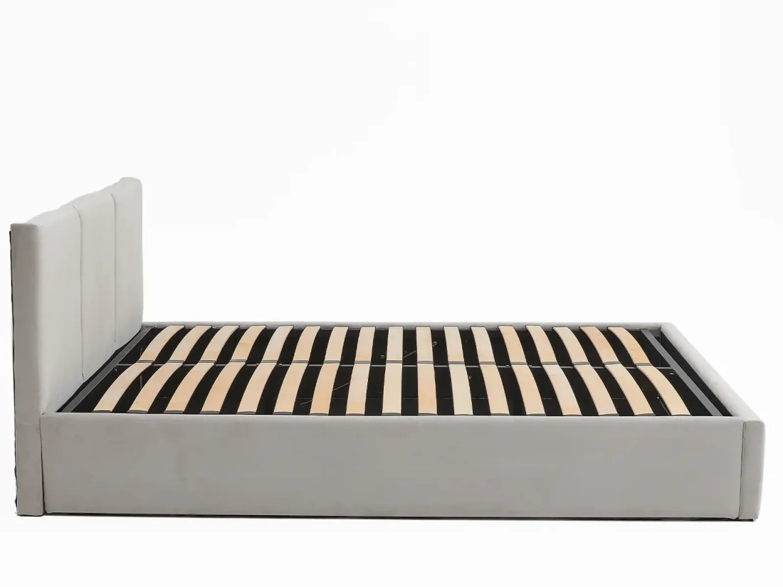 Łóżko tapicerowane z materacami i pojemnikiem 180x200 TOP line 7 Velvet Szary