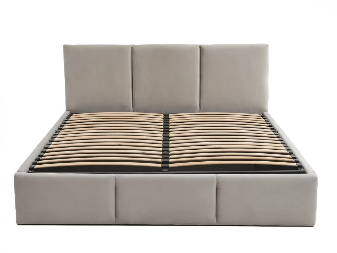 Łóżko tapicerowane z materacami i pojemnikiem 180x200 TOP line 7 Velvet Szary