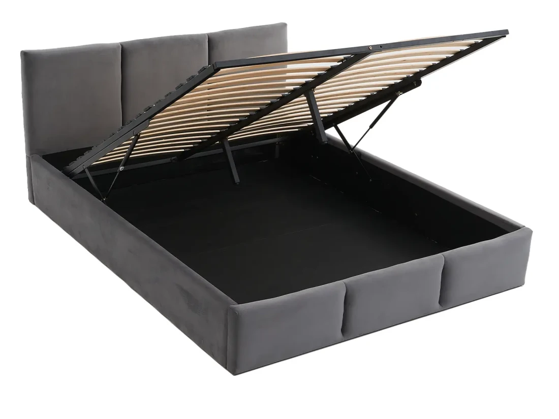 Łóżko tapicerowane z materacem i pojemnikiem 120x200 TOP line 7 Velvet Grafitowy