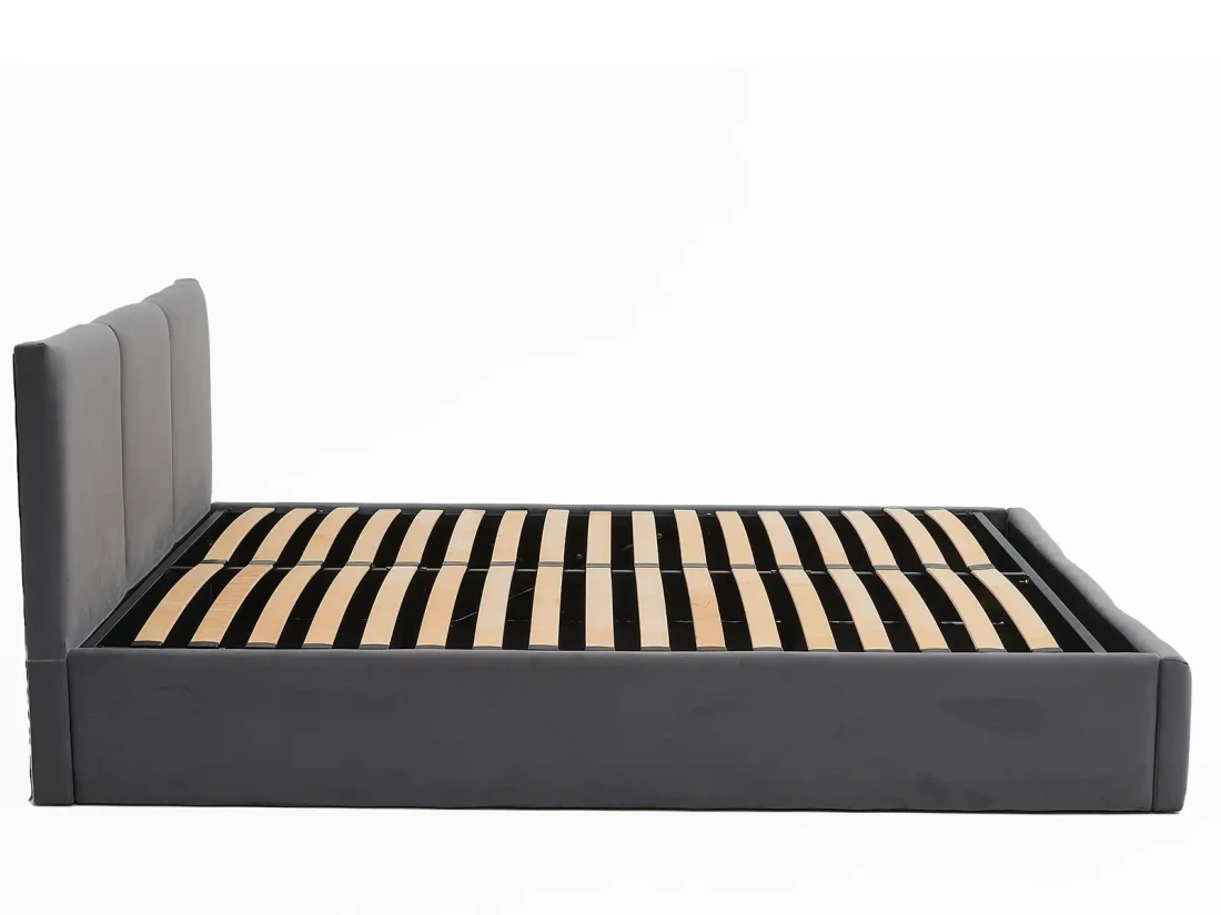 Łóżko tapicerowane z materacem i pojemnikiem 120x200 TOP line 7 Velvet Grafitowy