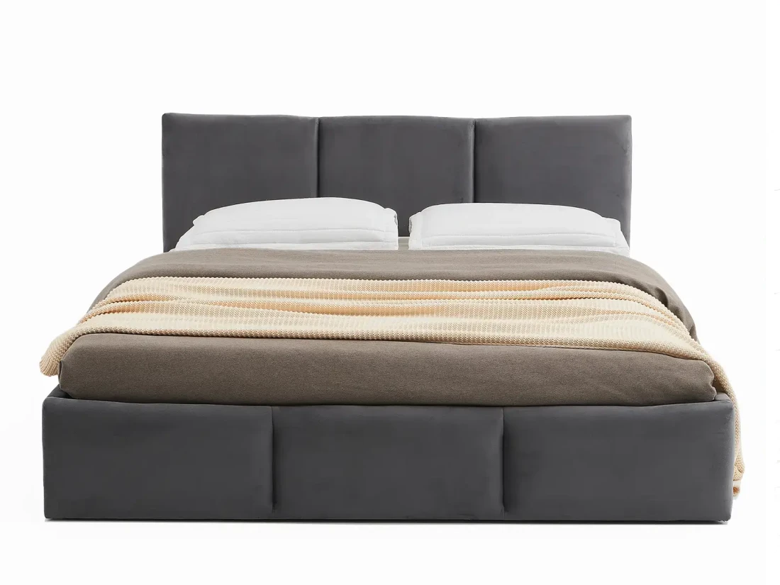 Łóżko tapicerowane z materacem i pojemnikiem 120x200 TOP line 7 Velvet Grafitowy
