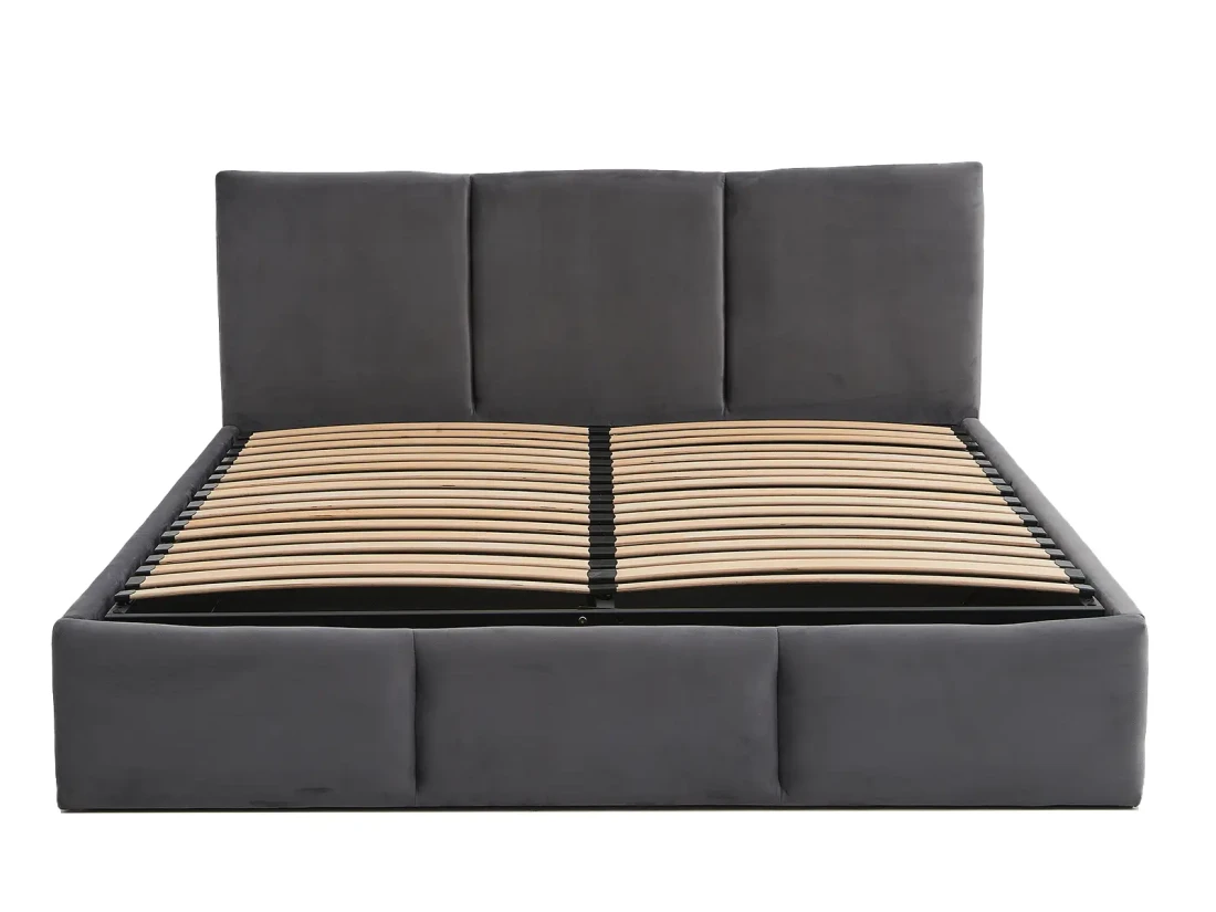 Łóżko tapicerowane z materacem i pojemnikiem 120x200 TOP line 7 Velvet Grafitowy