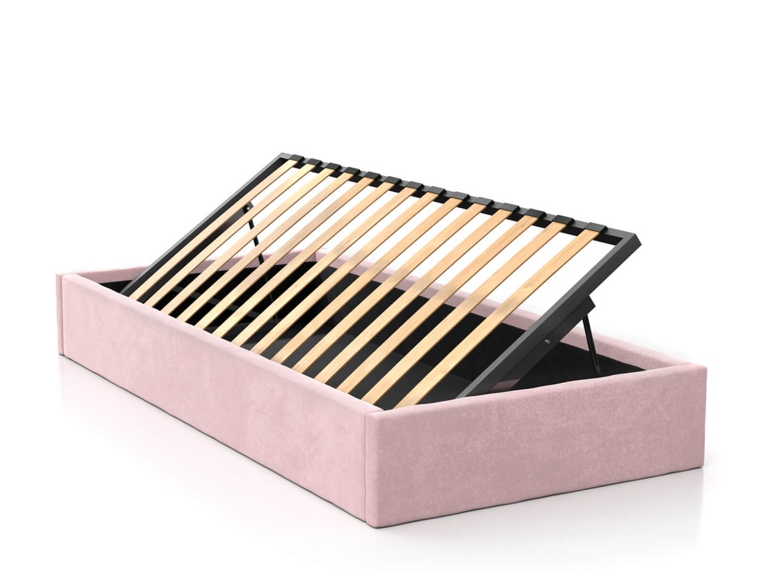 Łóżko młodzieżowe tapicerowane z pojemnikiem 90x200 bez zagłówka różowe Kids Line Box