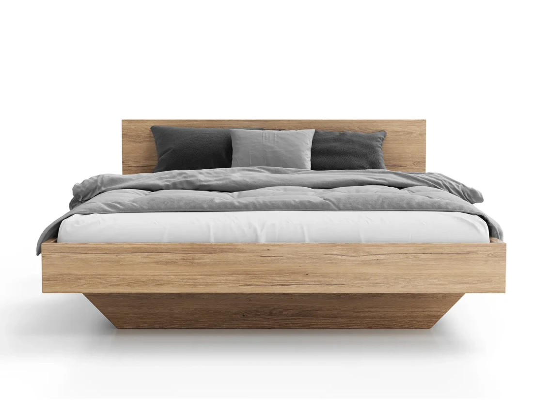 Łóżko lewitujące 160x200 DM2 z płyty meblowej dąb craft