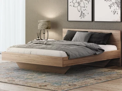 Łóżko lewitujące 140x200 DM2 z płyty meblowej dąb craft