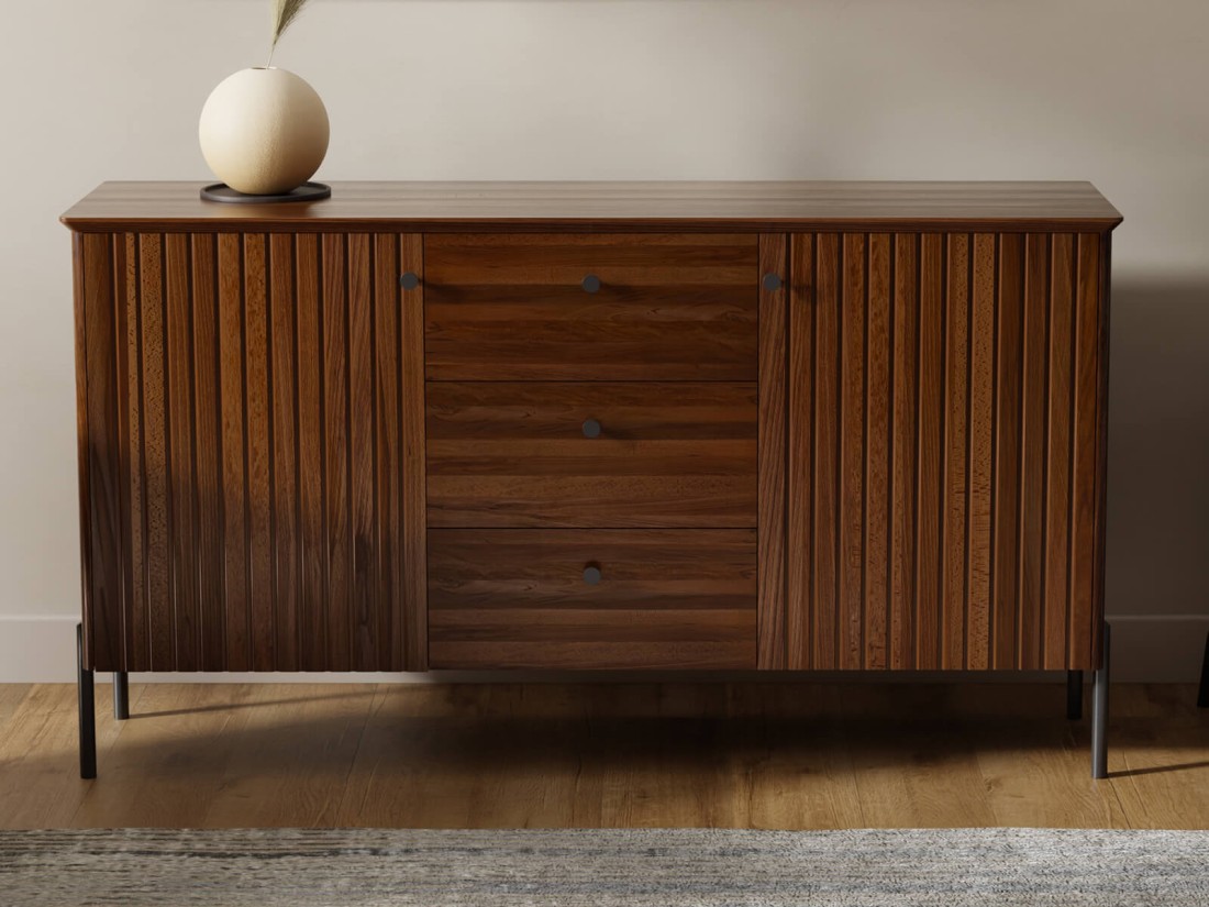 Komoda drewniana bukowa Lamelo 3S2D orzech włoski