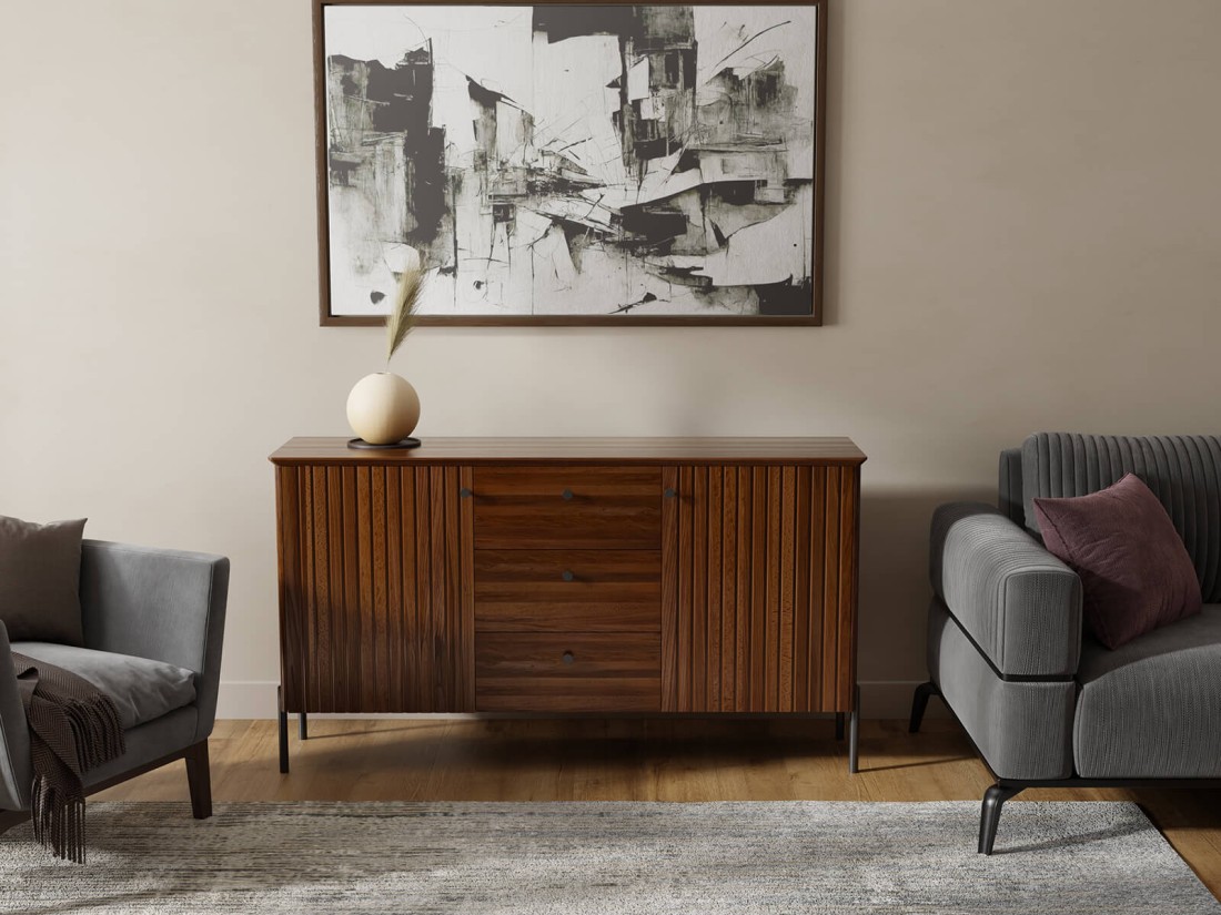 Komoda drewniana bukowa Lamelo 3S2D orzech włoski