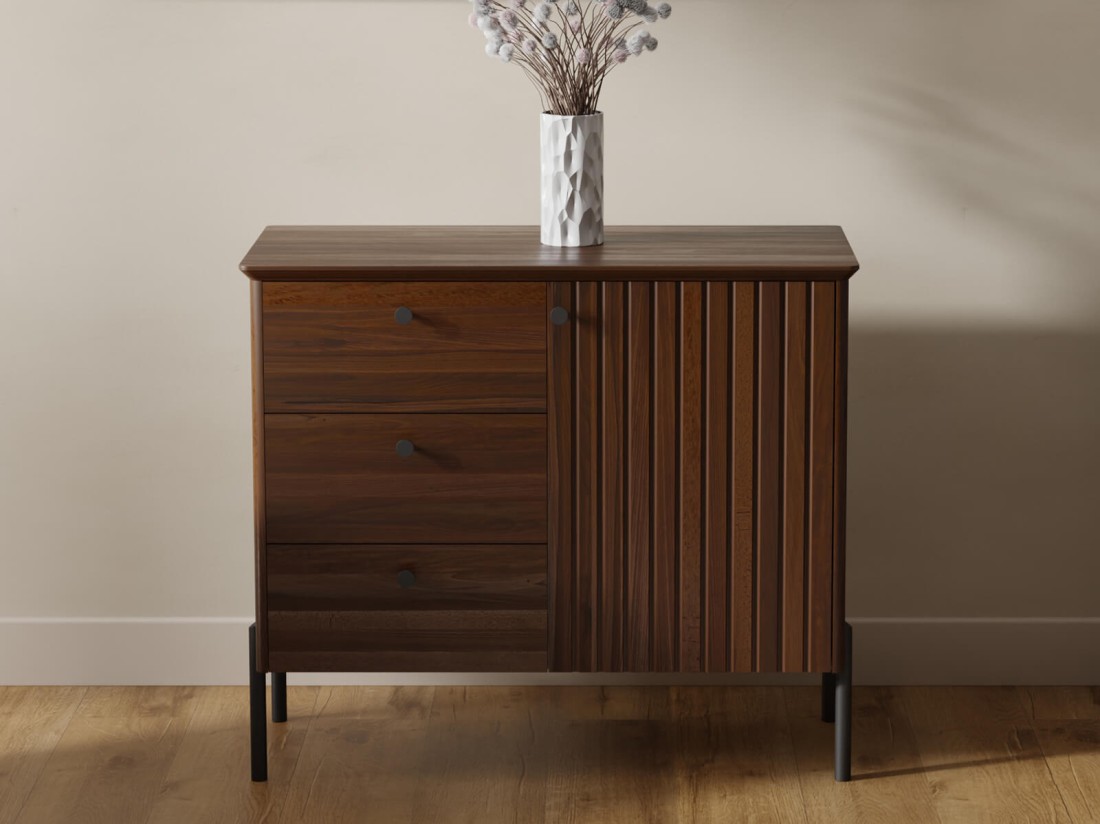 Komoda drewniana bukowa Lamelo szer. 93 cm orzech włoski