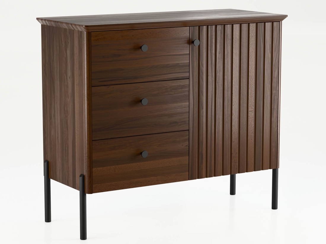 Komoda drewniana bukowa Lamelo szer. 93 cm orzech włoski