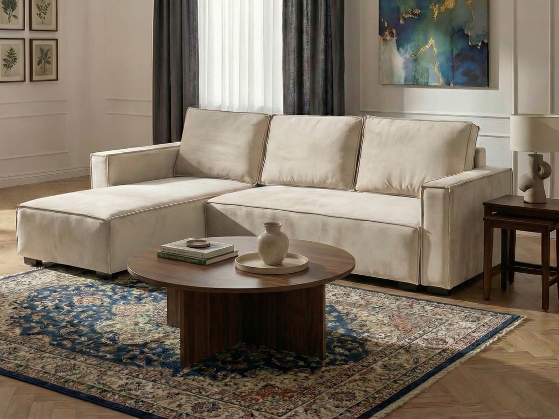 Rozkładany narożnik Nova Lino 23 Ecru