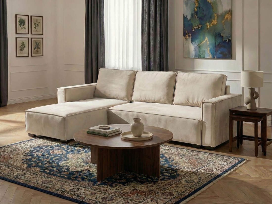 Rozkładany narożnik Nova Lino 23 Ecru