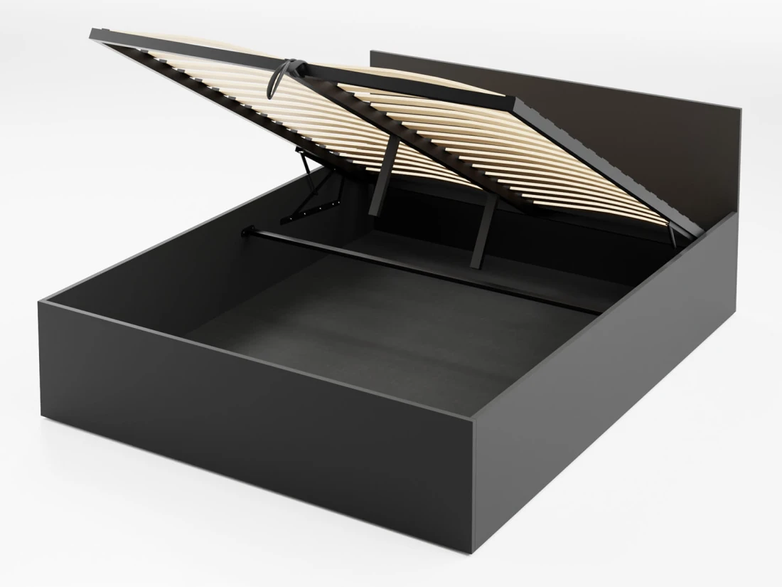 Łóżko z podnoszonym stelażem metalowym i pojemnikiem 160x200 DM1 czarne