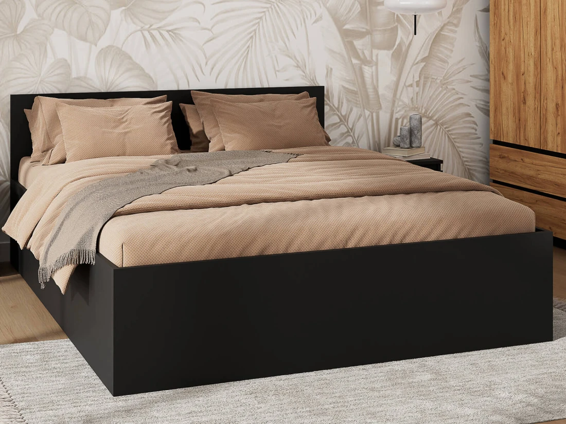 Łóżko z podnoszonym stelażem metalowym i pojemnikiem 160x200 DM1 czarne