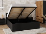Łóżko z podnoszonym stelażem metalowym i pojemnikiem 140x200 DM1 czarne