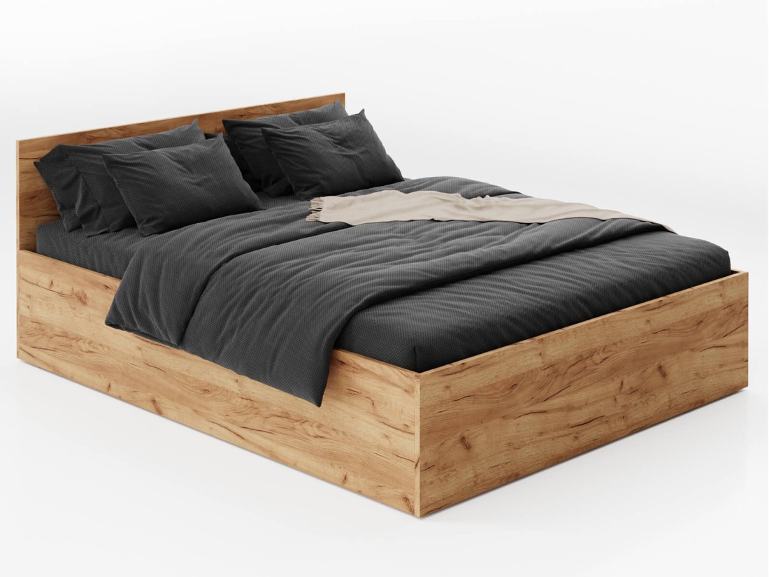 Łóżko z podnoszonym stelażem metalowym i pojemnikiem 120x200 DM1 dąb craft