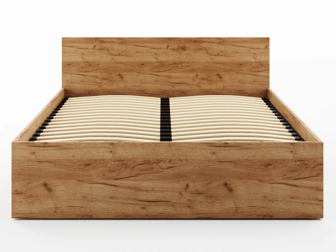 Łóżko z podnoszonym stelażem metalowym i pojemnikiem 120x200 DM1 dąb craft