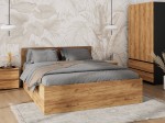 Łóżko z podnoszonym stelażem metalowym i pojemnikiem 120x200 DM1 dąb craft