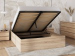 Łóżko z podnoszonym stelażem metalowym i pojemnikiem 160x200 DM1 dąb sonoma