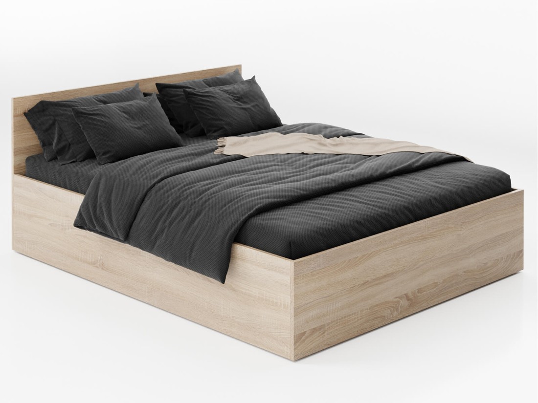 Łóżko z podnoszonym stelażem metalowym i pojemnikiem 160x200 DM1 dąb sonoma