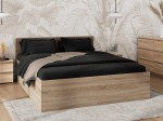 Łóżko z podnoszonym stelażem metalowym i pojemnikiem 160x200 DM1 dąb sonoma