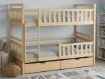 Łóżko piętrowe drewniane 90x200 z szufladami P4S sosna