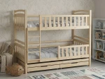 Łóżko piętrowe 3 osobowe drewniane 90x200 z szufladami P3S sosna