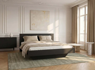 Łóżko lewitujące 140x200 DM2 z płyty meblowej czarne