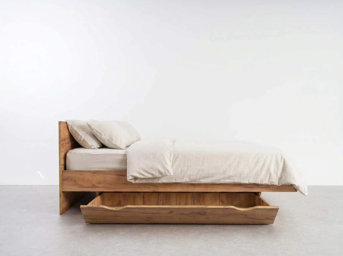 Łóżko lewitujące 180x200 DM2 z płyty meblowej dąb craft