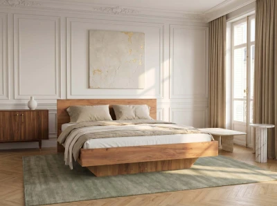 Łóżko lewitujące 140x200 DM2 z płyty meblowej dąb craft