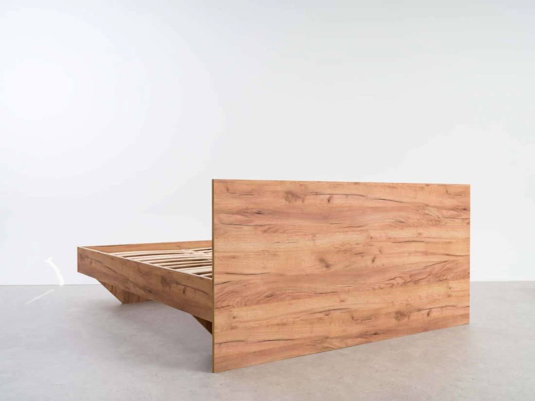 Łóżko lewitujące 140x200 DM2 z płyty meblowej dąb craft