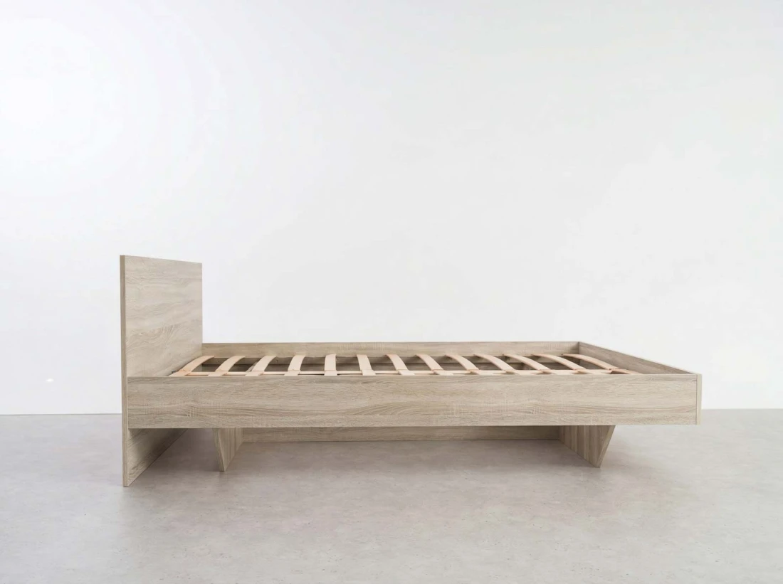 Łóżko lewitujące 180x200 DM2 z płyty meblowej dąb sonoma