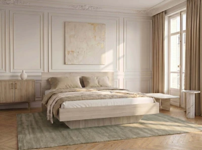 Łóżko lewitujące 120x200 DM2 z płyty meblowej dąb sonoma