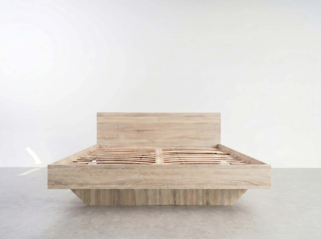 Łóżko lewitujące 160x200 DM2 z płyty meblowej dąb sonoma