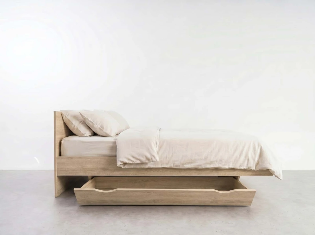 Łóżko lewitujące 160x200 DM2 z płyty meblowej dąb sonoma